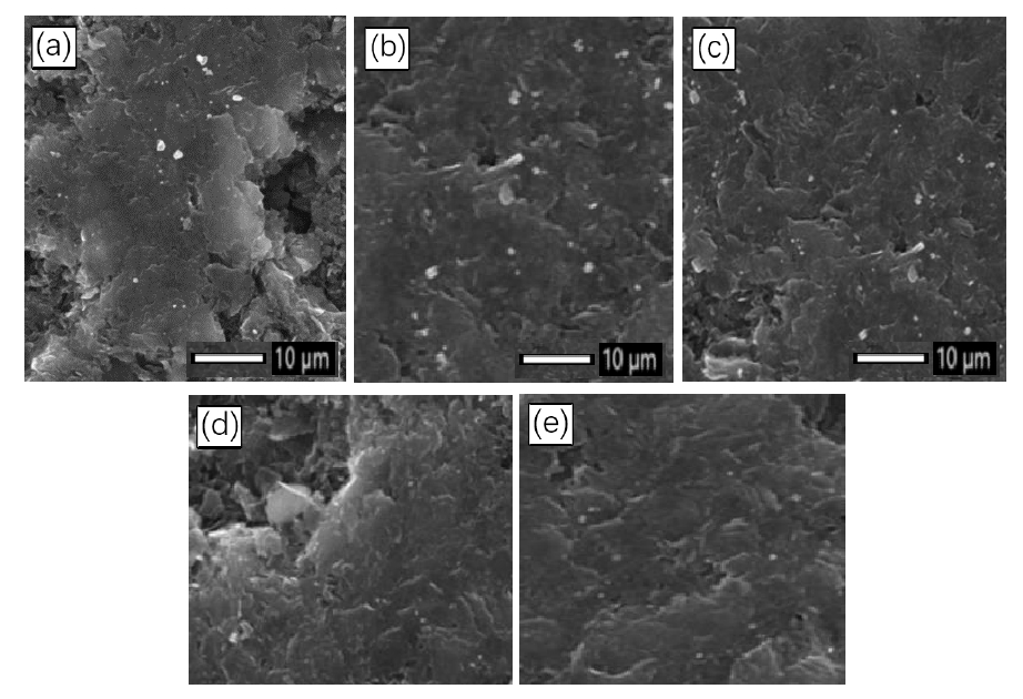 不同氧等离子体处理时间下石墨表面的SEM照片
