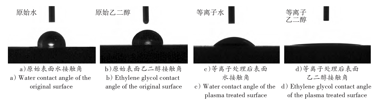 等离子处理前后丁苯橡胶地板布表面接触角测试照片